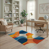 ODIKA Modern Abstract Geometric Washable Area Rug - Low Pile Non-Slip Carpet