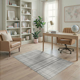 Distressed Graph Grid Black White Area Rug