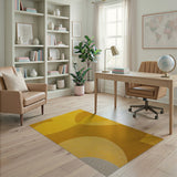 Vibrant Yellow Abstract Organic Shapes Rug