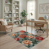 Blush Peony Blooms Area Rug