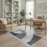 Modern Grey Abstract Circle Geometric Rug