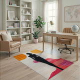 Abstract Black Silhouette Woman Multi-Color Area Rug