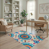 Vibrant Mandala Butterfly Boho Area Rug