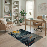 Misty Forest Sunset Wildlife Area Rug