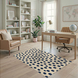 Navy Polka Dot Beige Area Rug