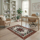 Festive Poinsettia Holly Medallion Area Rug