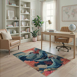 Ocean Waves Sharks Coral Reef Area Rug