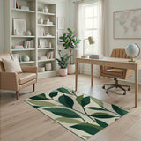 Green Abstract Area Lush Overlapping Green Leaves Area Rug