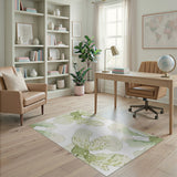 Soft Green Watercolor Floral Area Rug