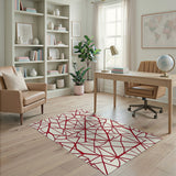 Geometric Modern Red Geometric Lattice Area Rug