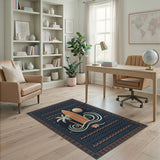 Coastal Surfboard Palm Area Rug