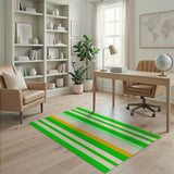 Vibrant Green Orange Vertical Stripe Area Rug