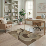 Abstract Tan Swirl Woven Area Rug