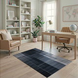 ODIKA Modern Geometric Washable Area Rug - Grey Blue Low Pile Non-Slip Rug for Living Room Bedroom