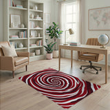 Hypnotic Red Spiral Vortex Area Rug