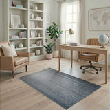 ODIKA Shimmery Silver Washable Area Rug, Modern Low Pile Non-Slip Metallic Textured Carpet