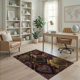 Baroque Gold Heart Medallion Area Rug