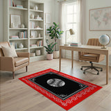 Red Heritage Tribal Rug with Striped Orb