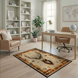 Southwestern Geometric Deer Head Area Rug