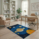 Kids Space Planets Stars Cartoon Area Rug
