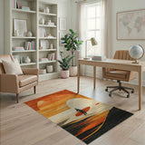 Sunset Surfer Silhouette Coastal Area Rug