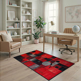 Geometric Modern Red Bold Red Black Geometric Abstract Area Rug