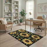 Yellow Golden Sunflowers Floral Area Rug