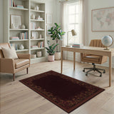 Red Deep Red Floral Vintage Area Rug