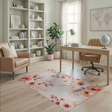 Blush Pink Poppy Floral Area Rug