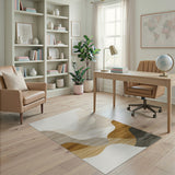 Beige Abstract Wavy Landscape Area Rug