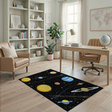 Multi-color and Patterns Pixel Art Solar System Area Rug