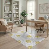 Gold Snowflake Blossom Pattern Area Rug