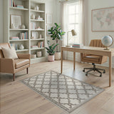 Beige Grey Geometric Trellis Area Rug