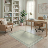 Teal Ornate Border Cream Area Rug