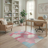 Pink Playful Pixel Clouds Pink Area Rug