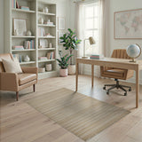 Beige Striped Woven Fringe Area Rug