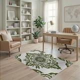 Elegant Green Damask Floral Area Rug