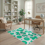 Playful Green Cartoon Dollar Bow Rug