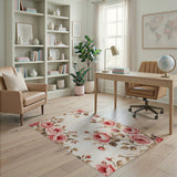 Pink Vintage Pink Rose Border Area Rug