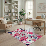 Playful Pink Flamingo Coastal Area Rug