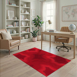 Red Wavy Contour Geometric Area Rug