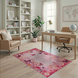 Floral Vintage Pink Butterfly Floral Area Rug