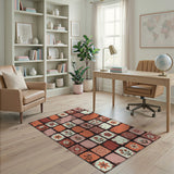 Distressed Vintage Floral Tile Area Rug