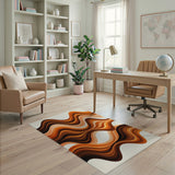 Wavy Earth Tone Abstract Area Rug