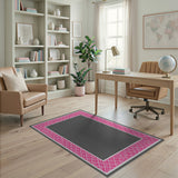 Pink Trellis Border Gray Area Rug
