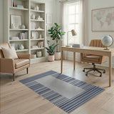 Navy Blue White Striped Coastal Area Rug