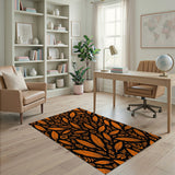 Orange Feather Floral Boho Area Rug