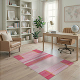Vibrant Pink Orange Geometric Stripe Area Rug