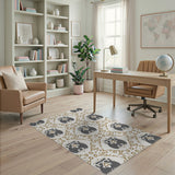 Ornate Grey Eagle Medallion Persian Rug