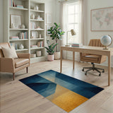 Blue and Teal Navy Teal Geometric Abstract Area Rug